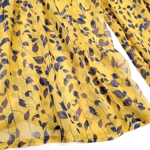 New Here Comes the Sun Boho Wide Leg Lined Pants Gold Navy Leaf Pattern … - Picture 5 of 14